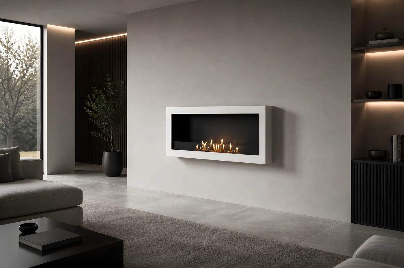 Selected Box Wall Mounting Fireplace White 100 cm
