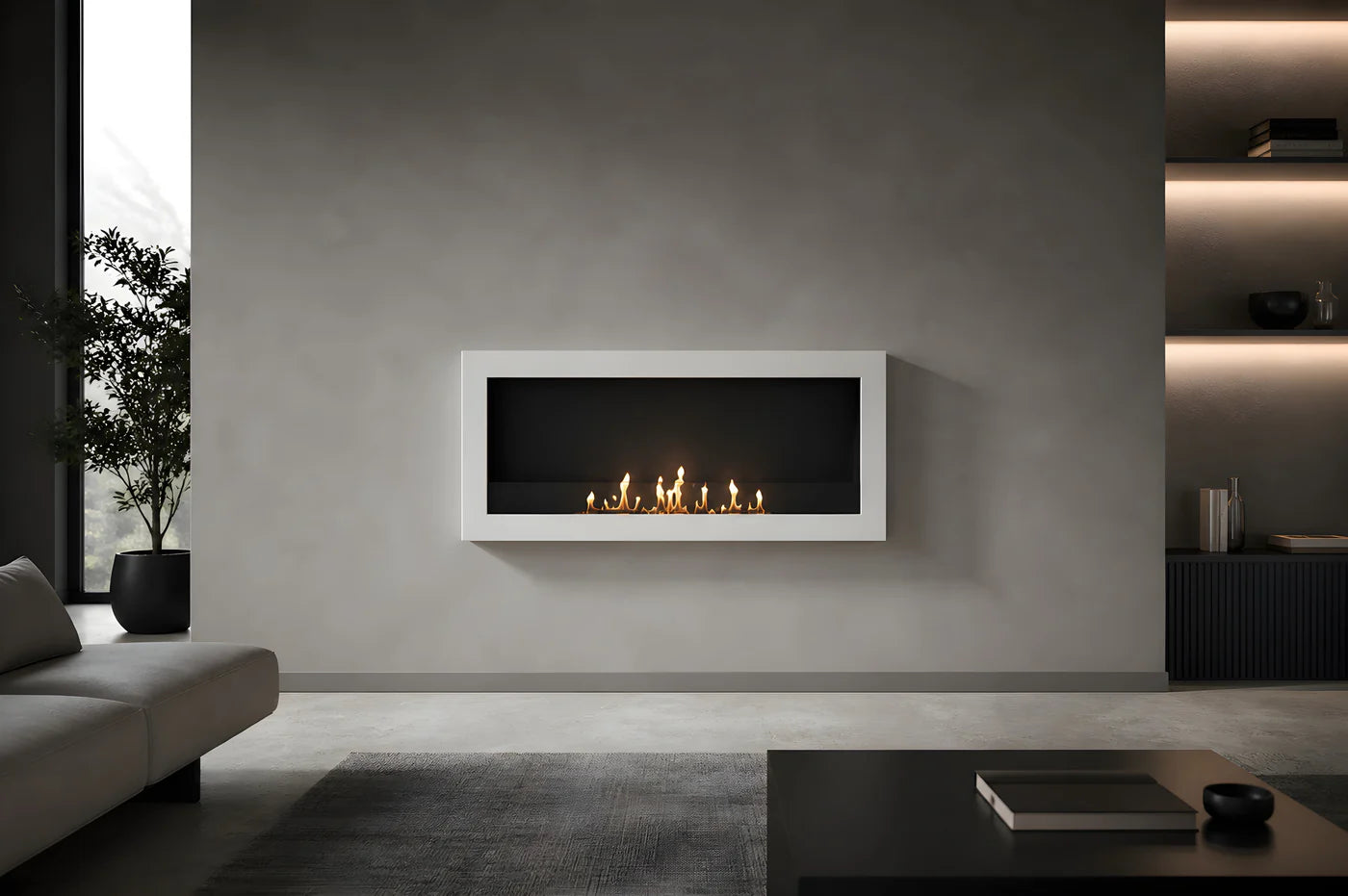 Selected Box Wall Mounting Fireplace White 100 cm