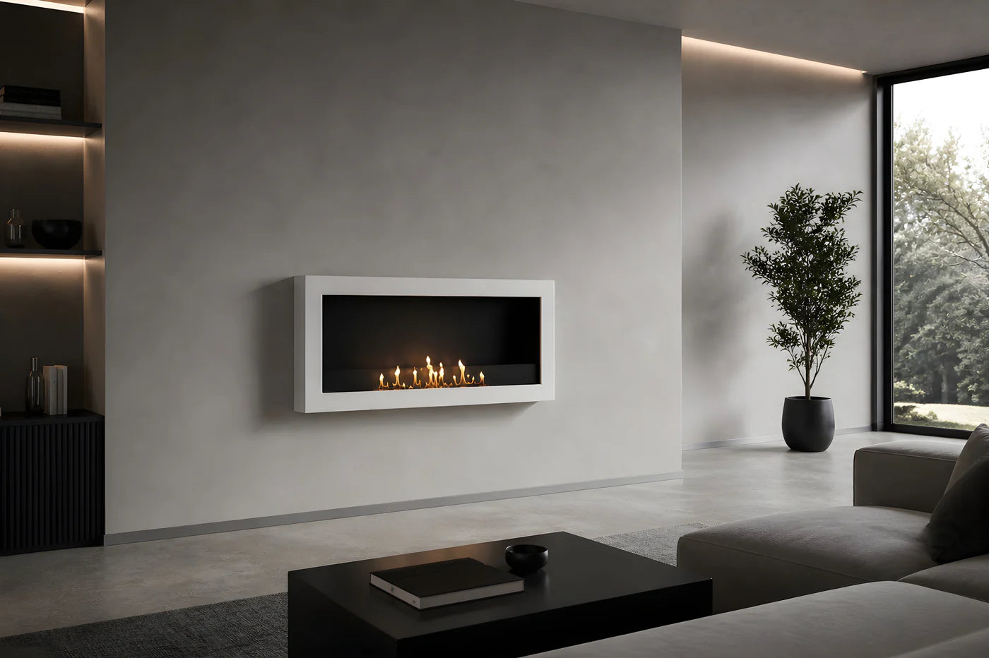 Selected Box Wall Mounting Fireplace White 100 cm