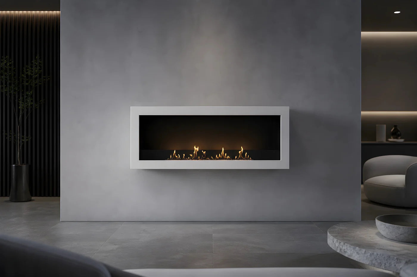 Image of Selected Box Wall Mounting Fireplace White 120 cm