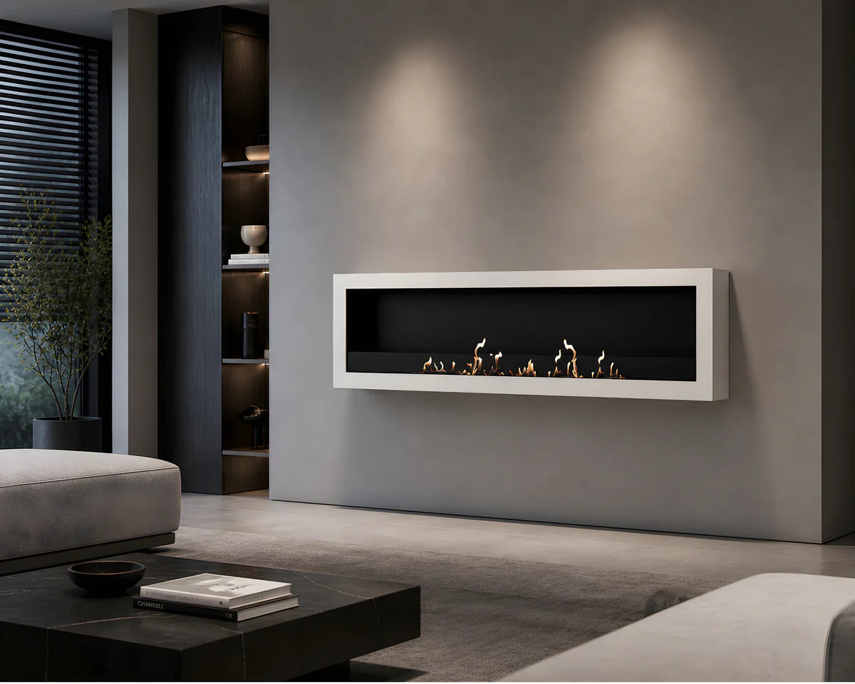 Image of Selected Box Wall Mounting Fireplace White 140 cm