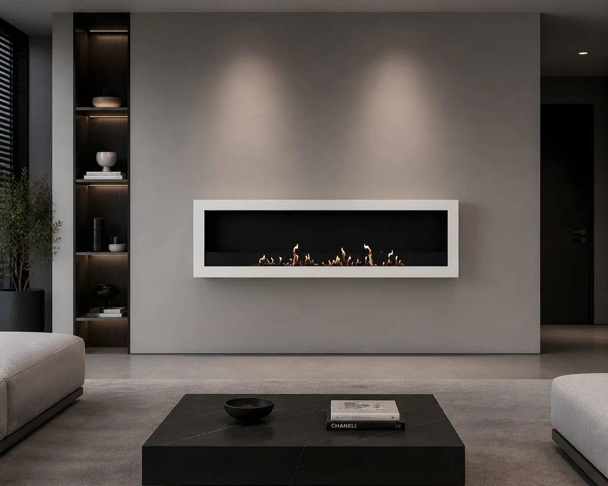 Image of Selected Box Wall Mounting Fireplace White 140 cm