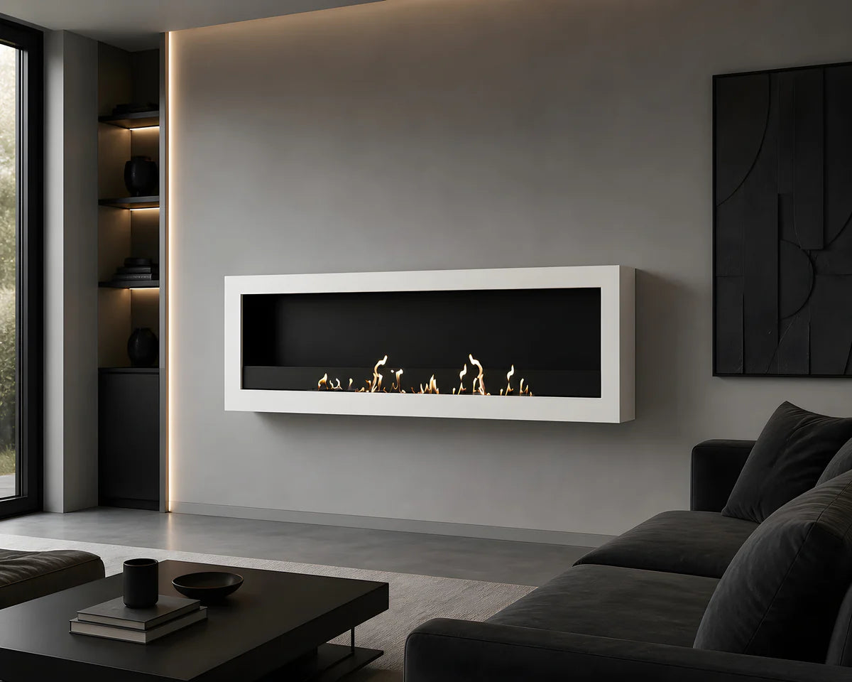 Image of Selected Box Wall Mounting Fireplace White 160 cm