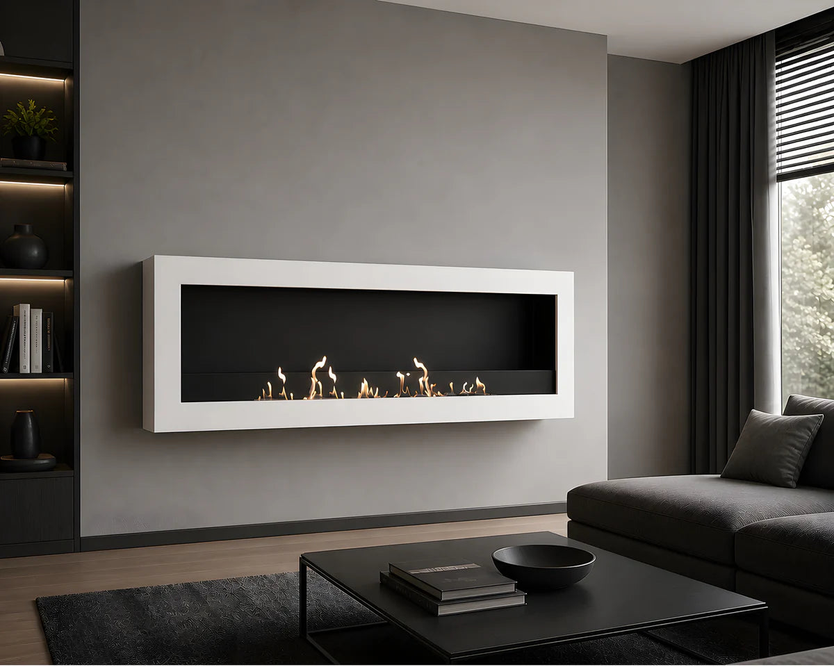 Image of Selected Box Wall Mounting Fireplace White 160 cm