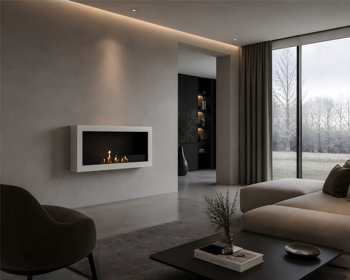 Image of Selected Box Wall Mounting Fireplace White 80 cm
