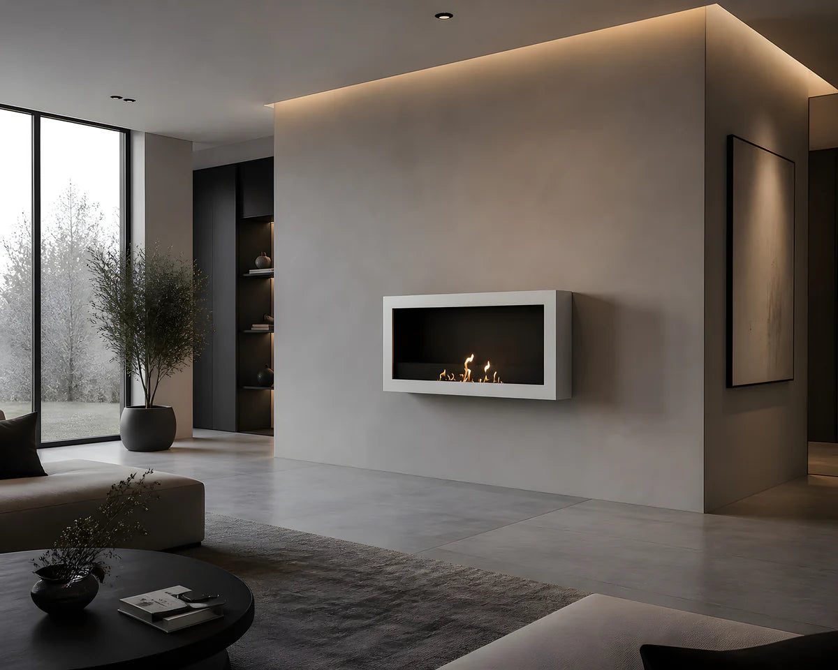 Image of Selected Box Wall Mounting Fireplace White 80 cm