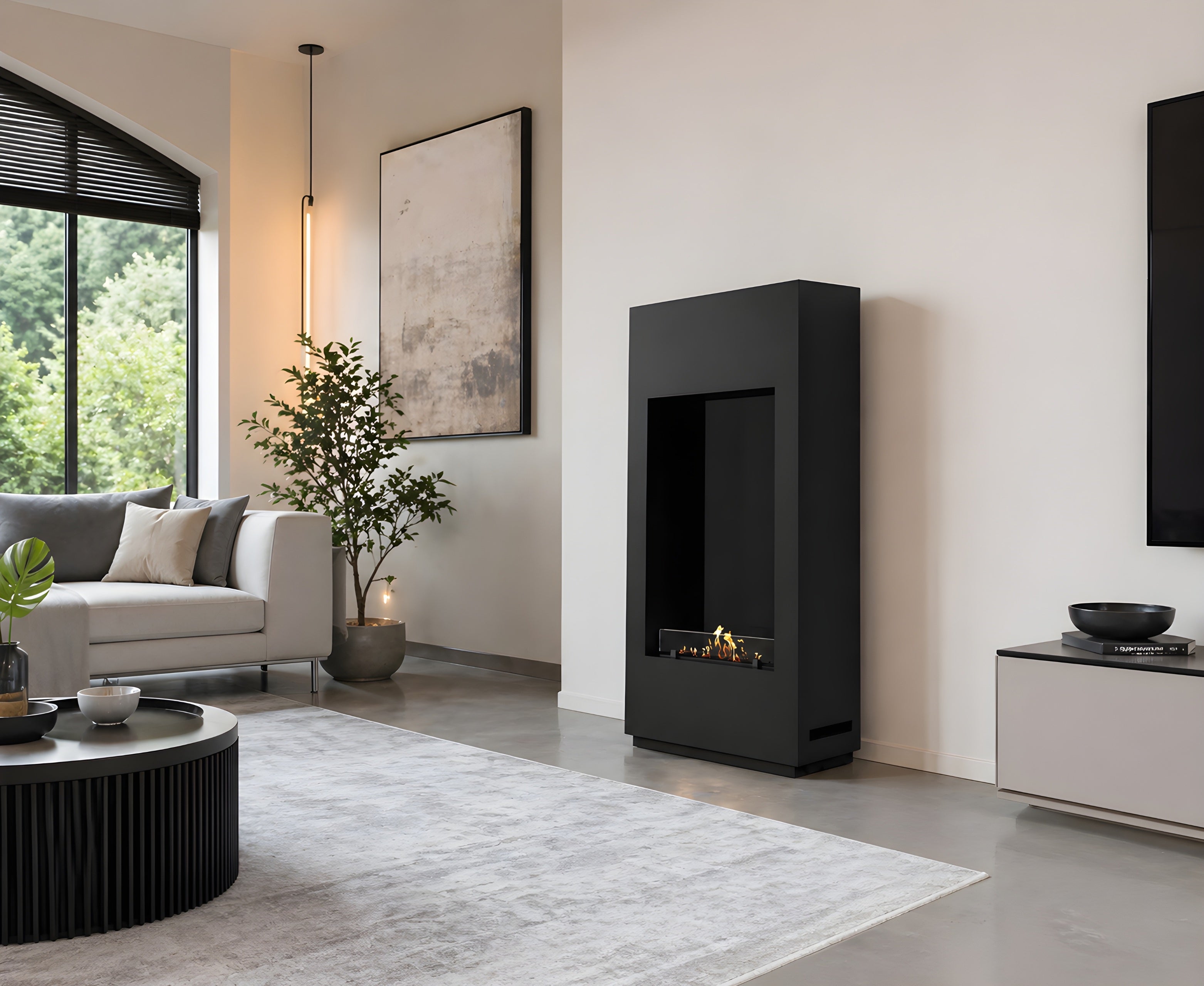 Image of Soho Vertical Freestanding Fireplace Black H120 cm