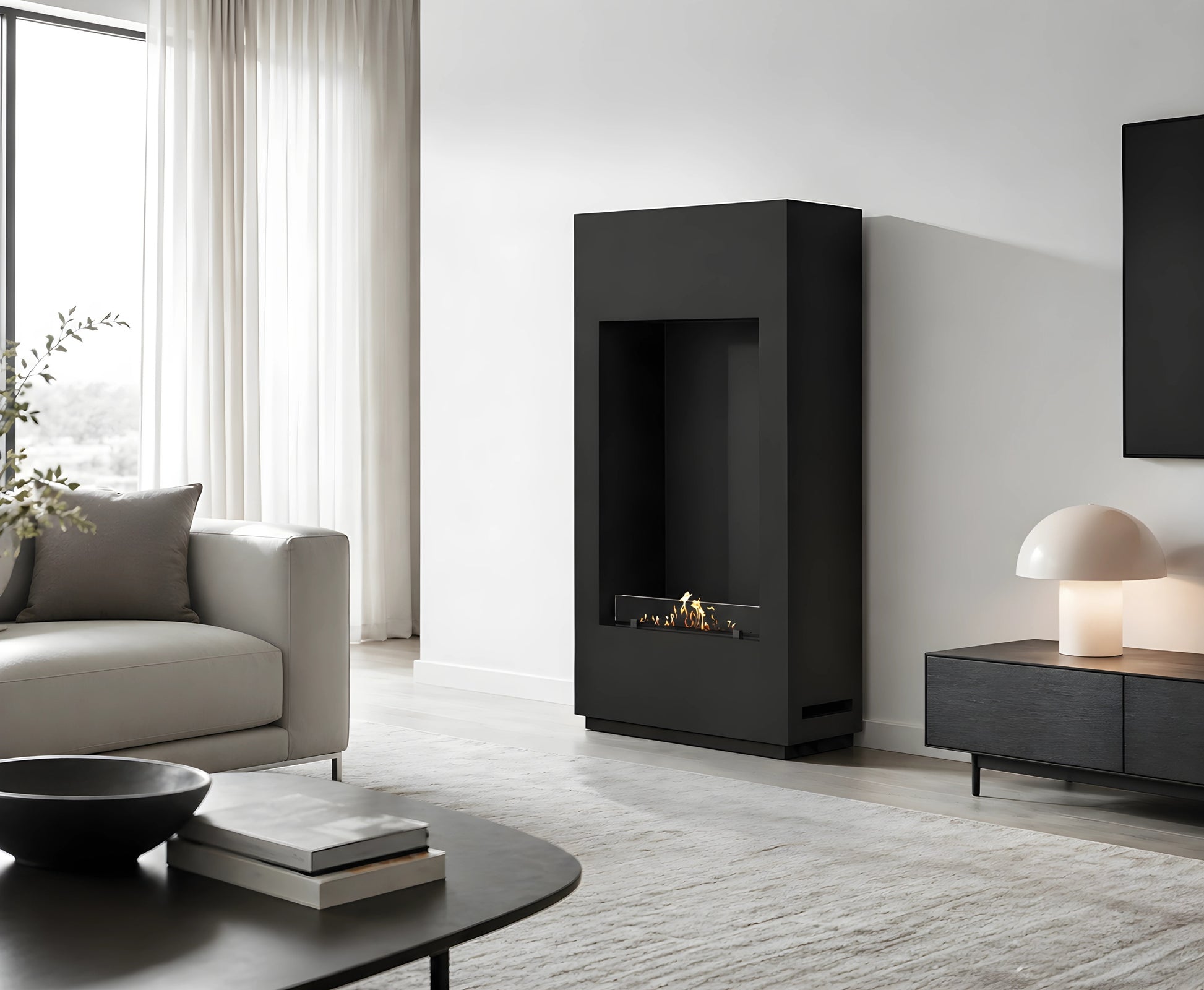 Soho Vertical Freestanding Fireplace Black H120 cm