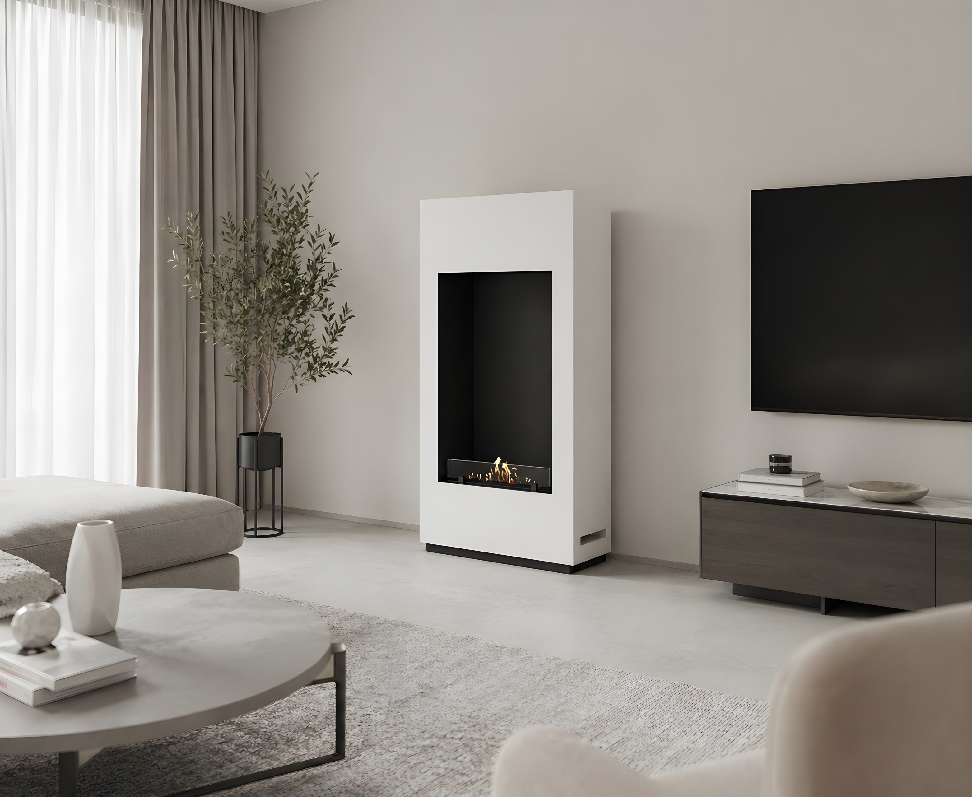 Image of Soho Vertical Freestanding Fireplace white H120 cm