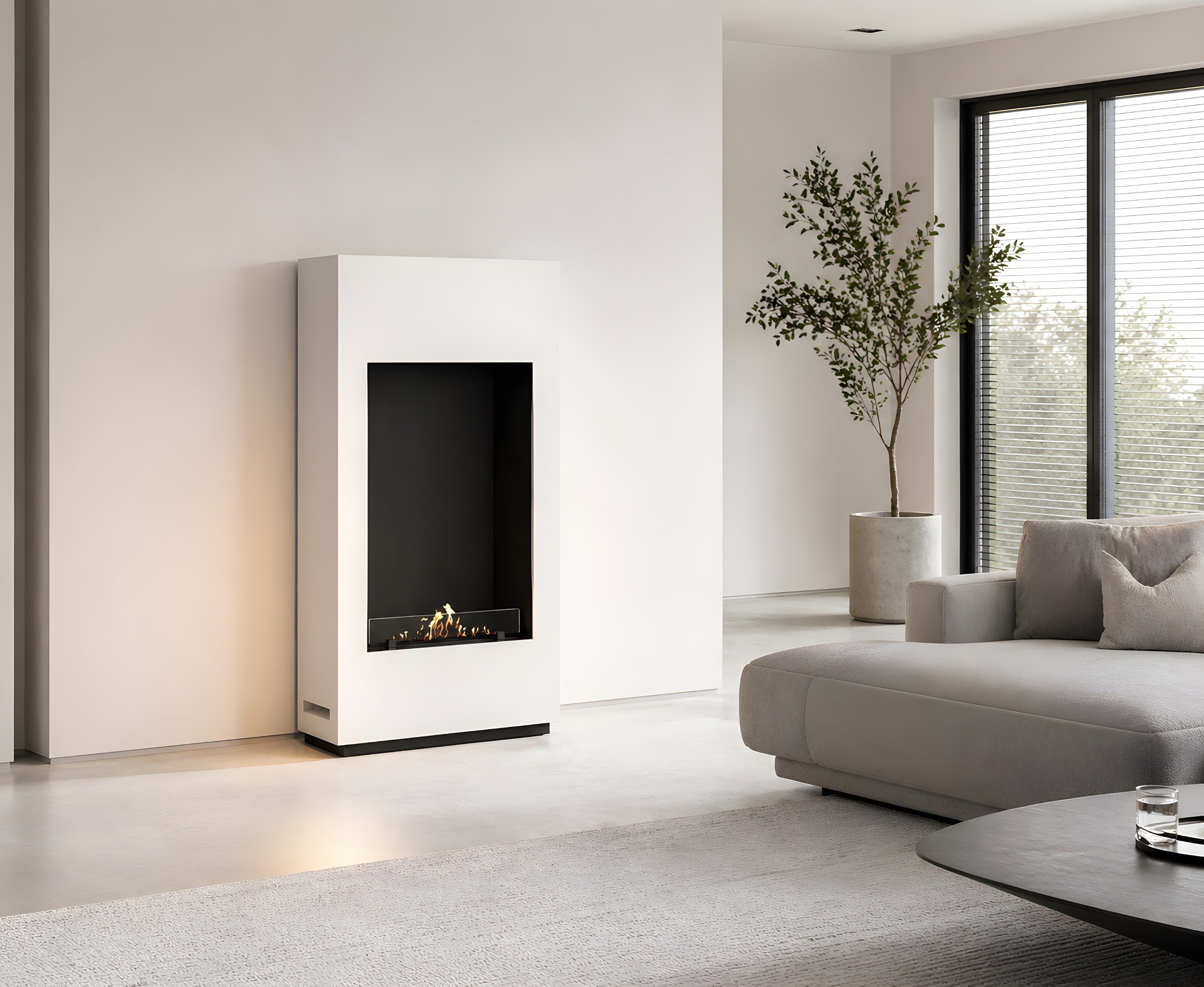 Image of Soho Vertical Freestanding Fireplace white H120 cm