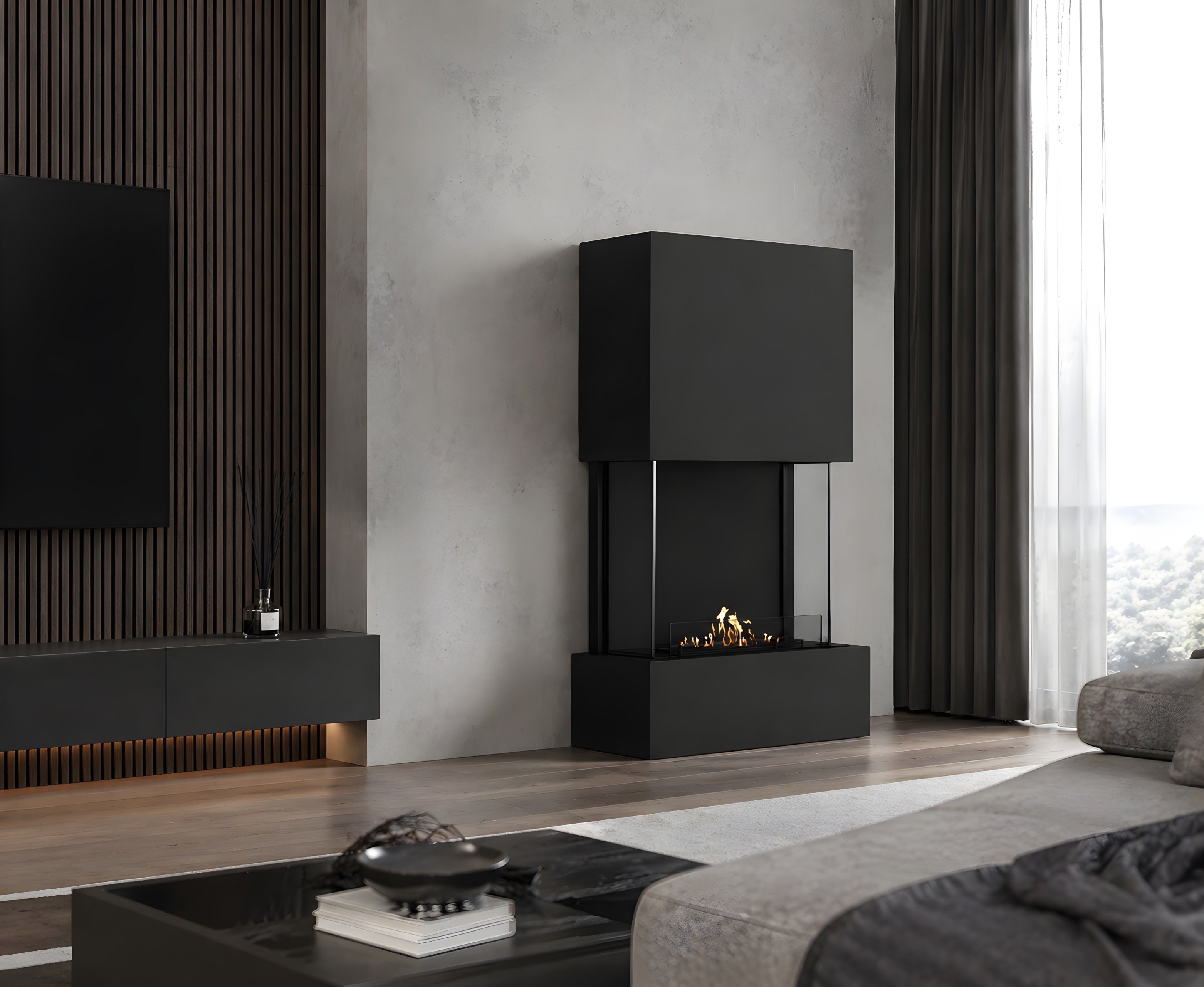 Image of Sure Freestanding Fireplace Black H190 cm