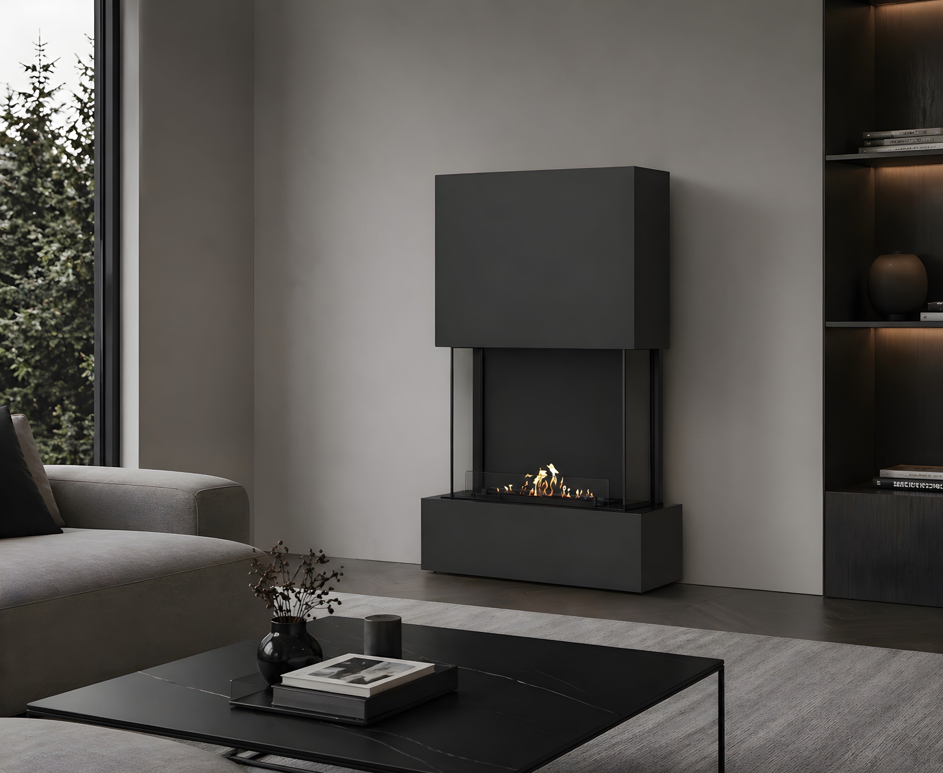 Image of Sure Freestanding Fireplace Black H190 cm