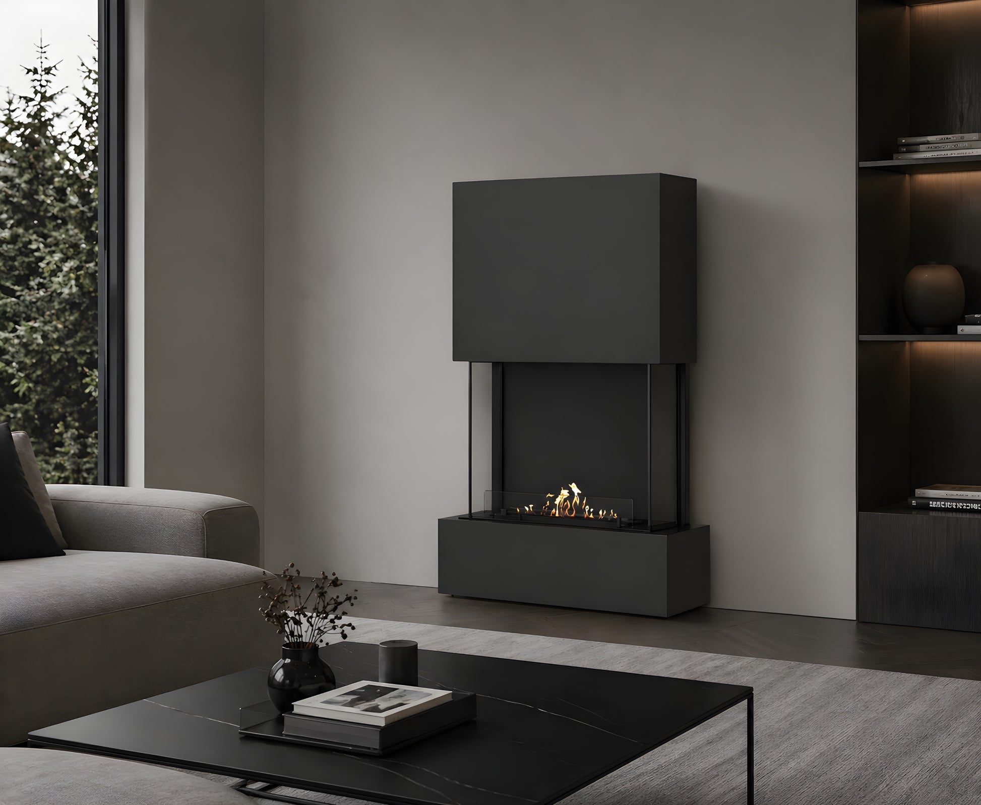 Sure Freestanding Fireplace Black H190 cm