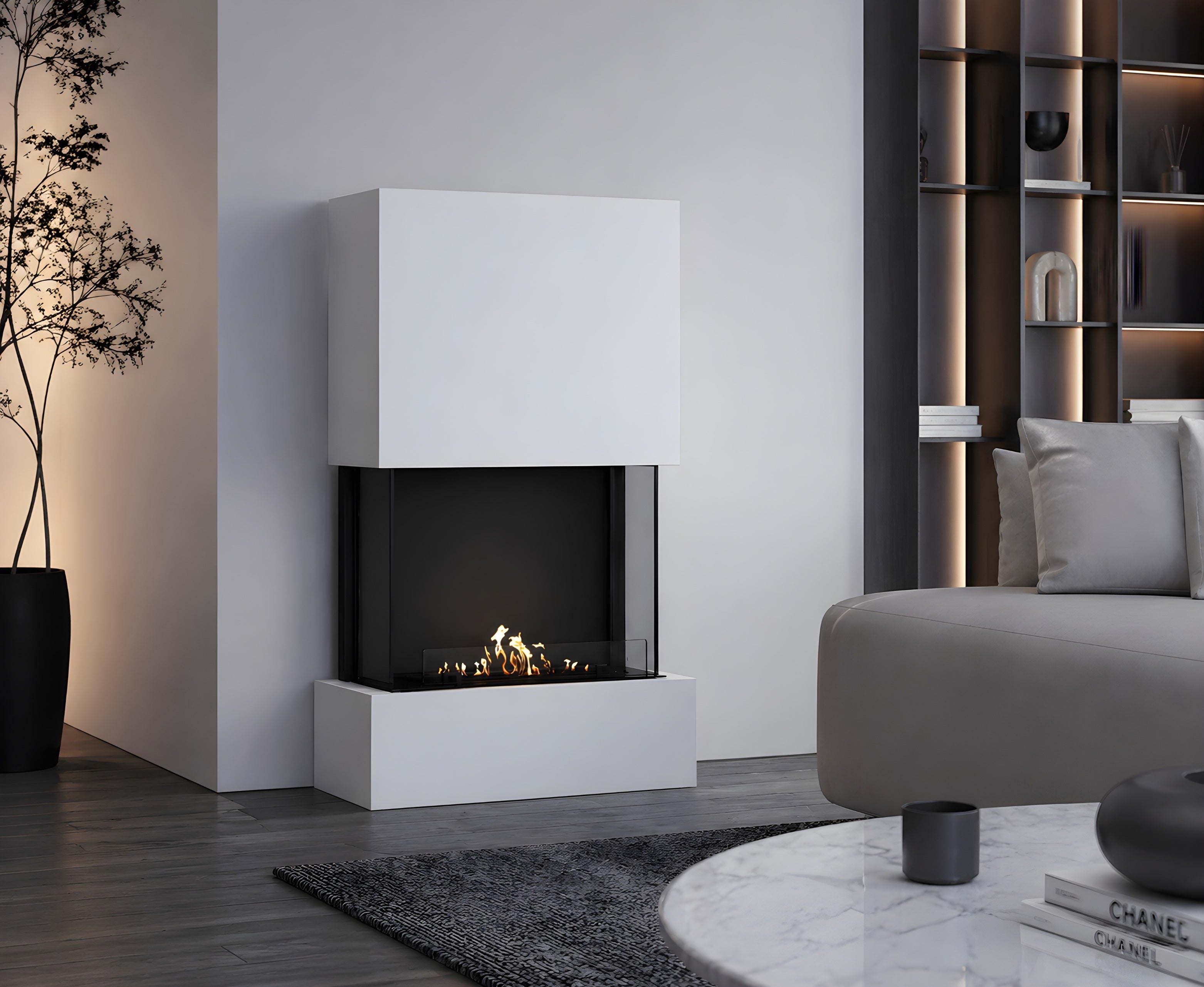 Image of Sure Freestanding Fireplace white H190 cm