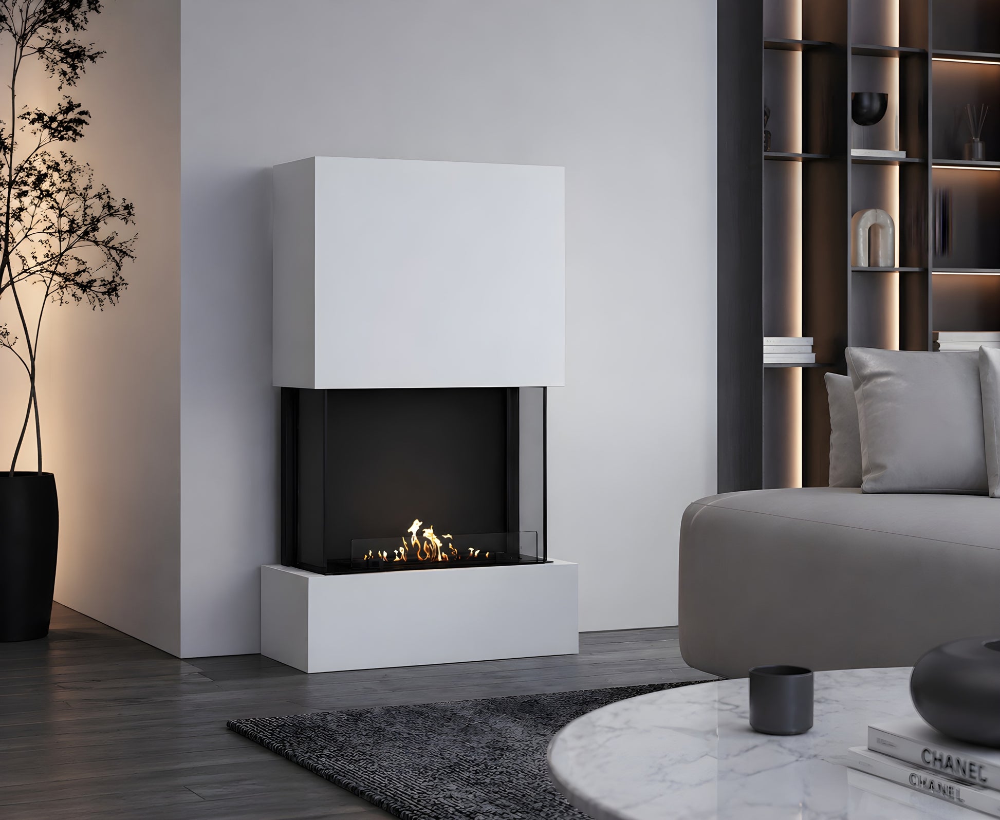 Sure Freestanding Fireplace white H190 cm