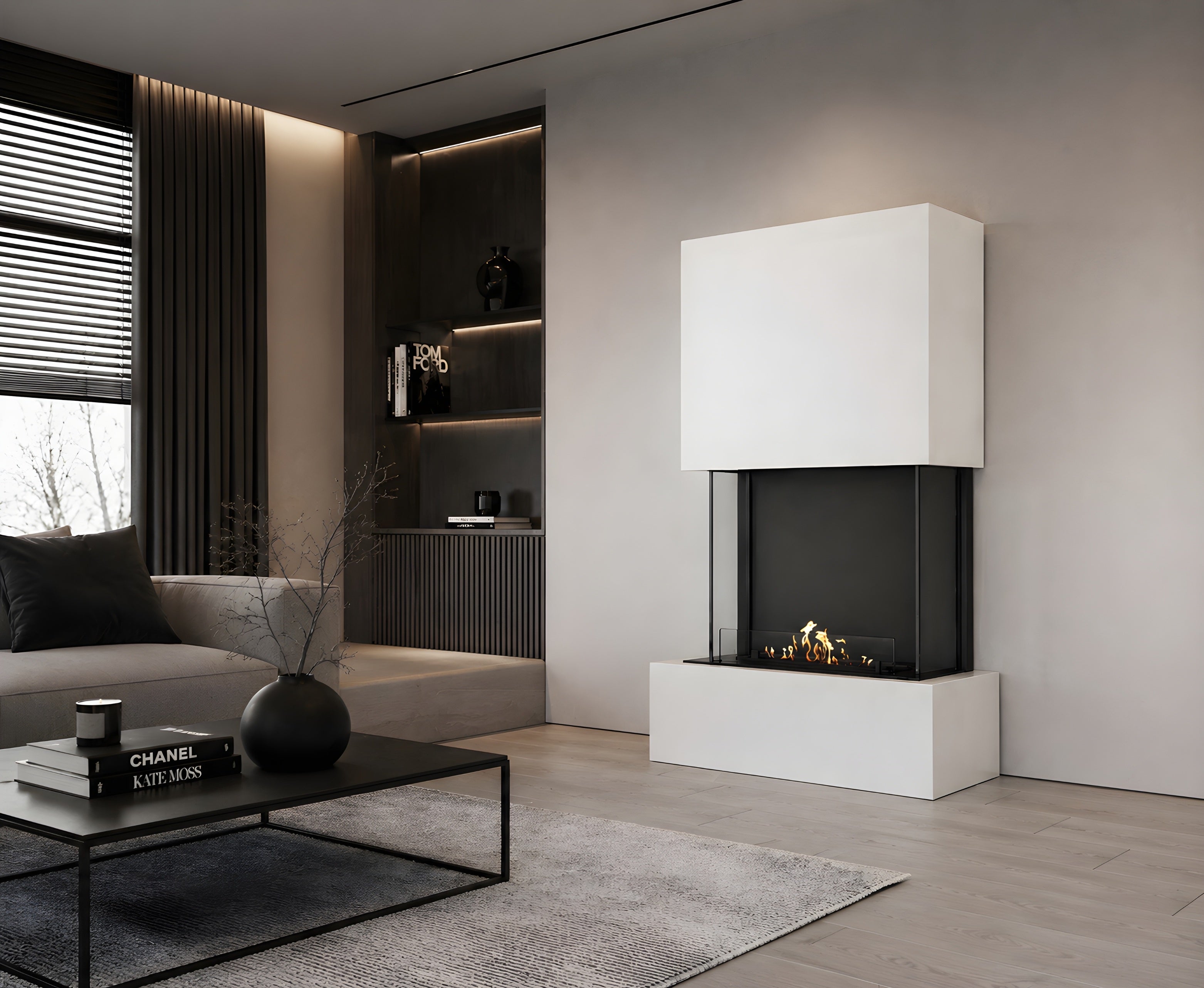 Image of Sure Freestanding Fireplace white H190 cm