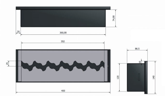 Bio Ethanol PRO Zigzag Burner 40 CM