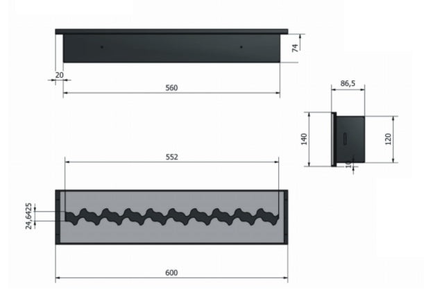 Bio Ethanol PRO Zigzag Burner 60 CM