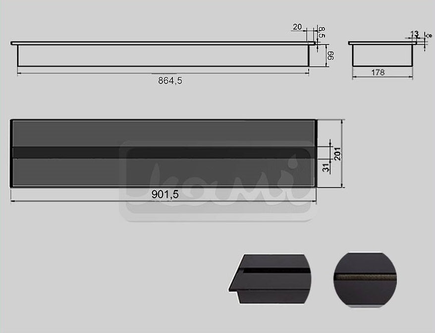 Bio Ethanol Line Burner With Lid 90 CM